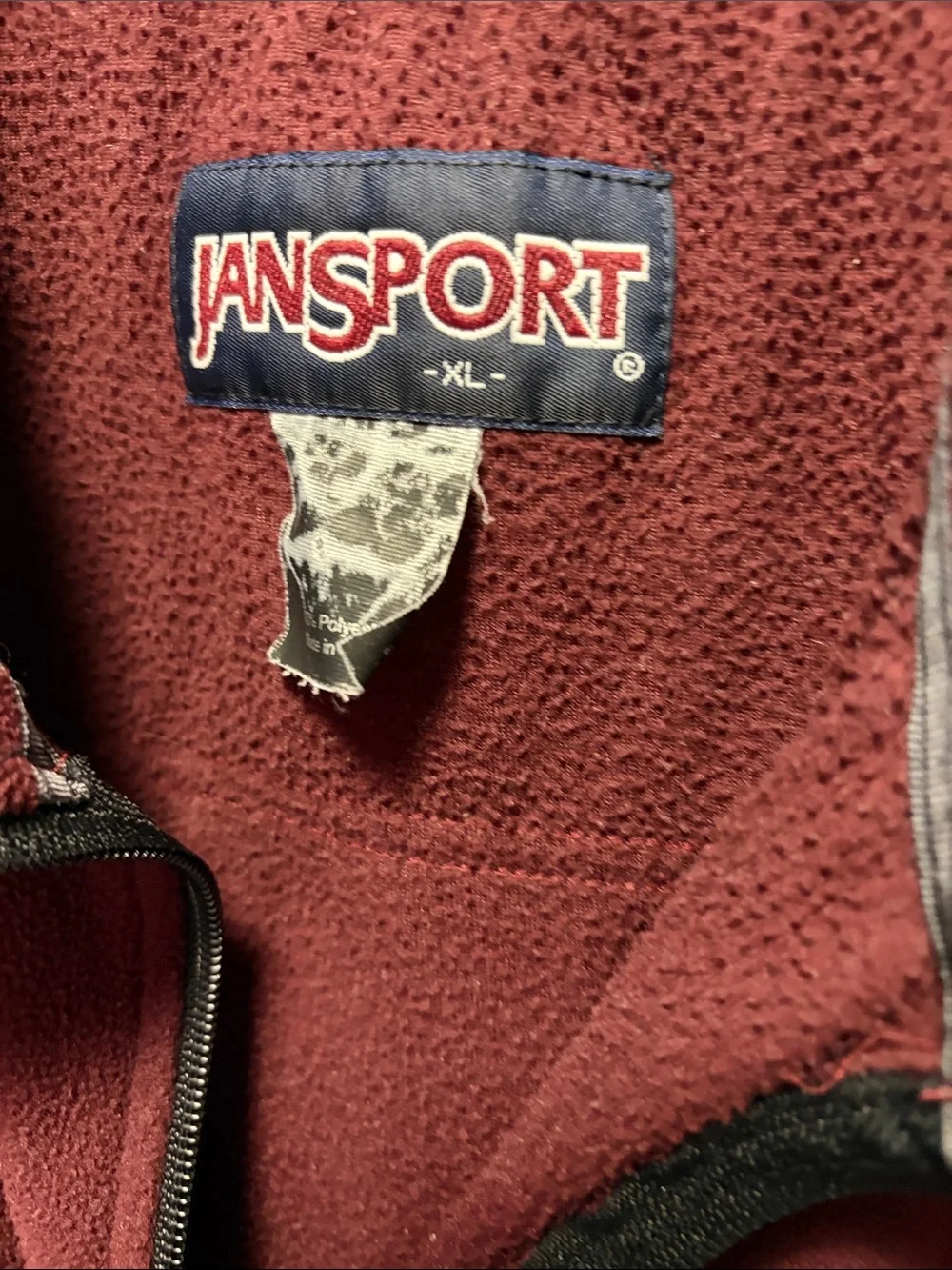 Jansport Maroon Fleece Vest with Black Shoulder Panels